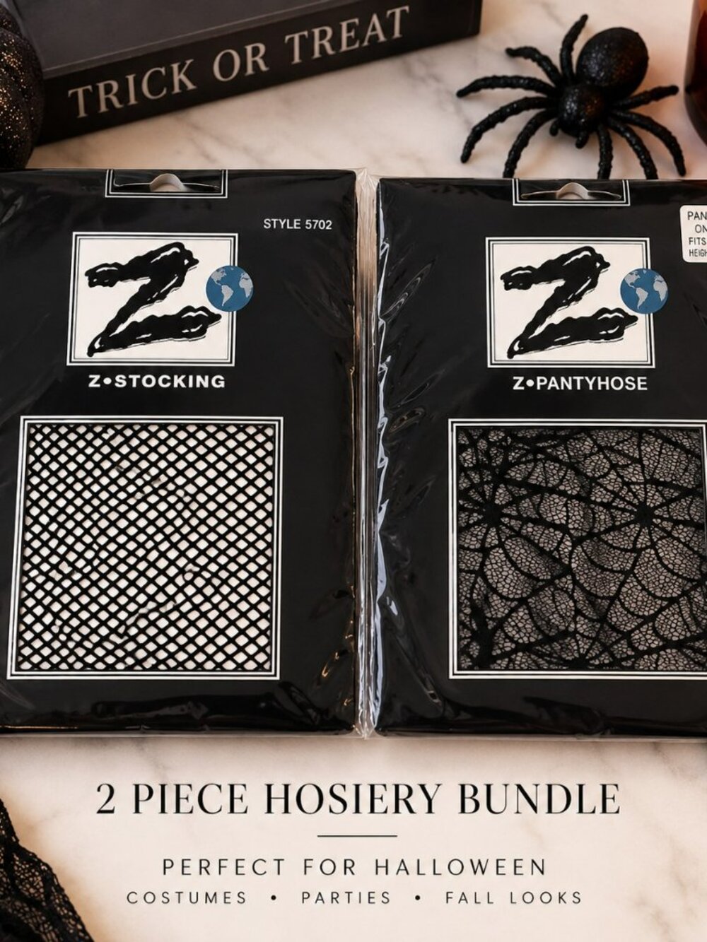 Halloween Spiderweb Pantyhose Fishnet Stockings 2 Pair Bundle NWOT Costume